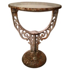 1920s Industrial Cast Iron Table with Glass Top Insert