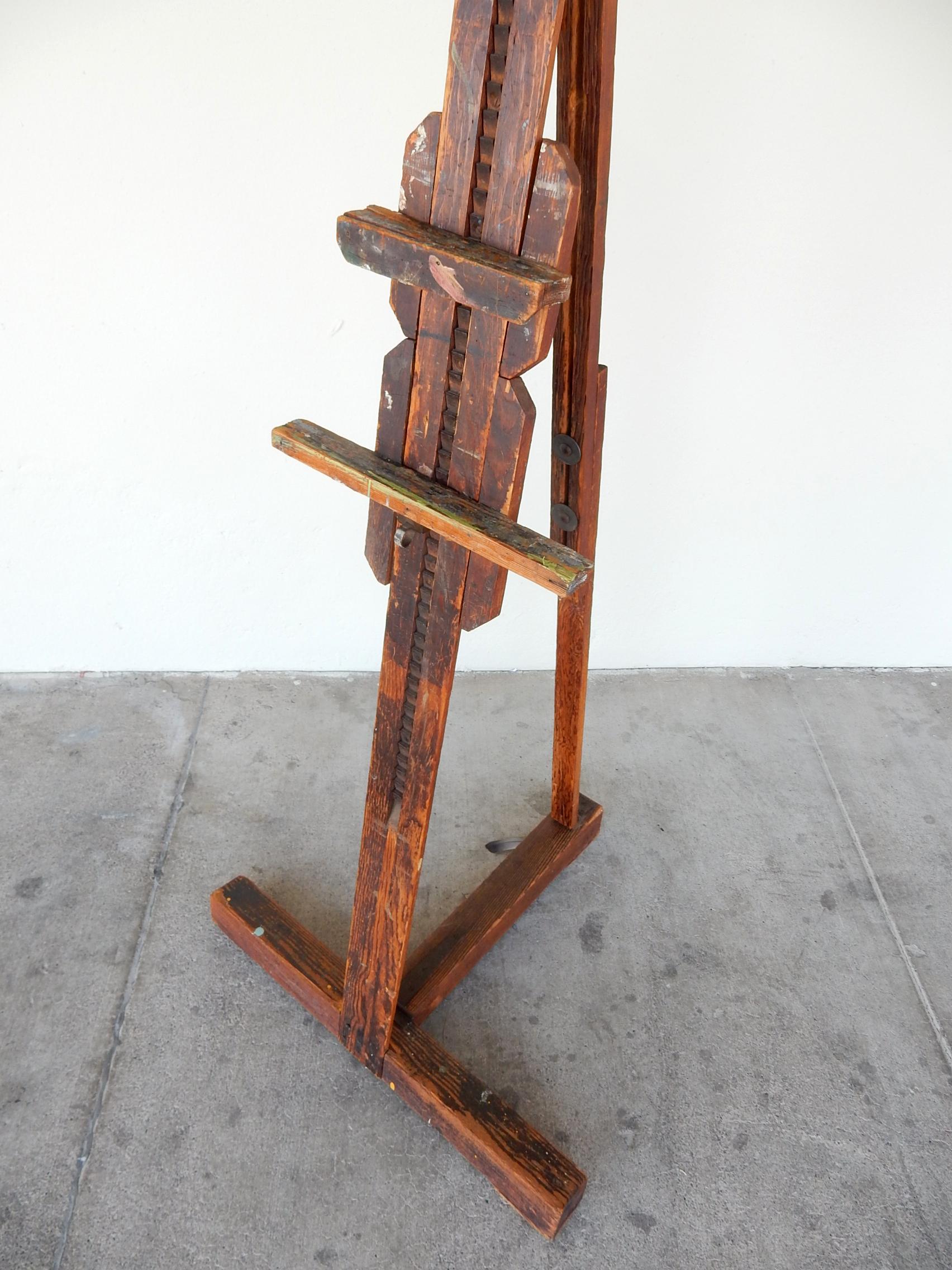 1920s Industrial Era Artist Studio Easel by Erwin Riebe of New York City In Fair Condition In Las Vegas, NV