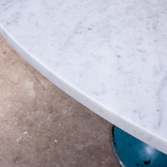 Tavolo consolle rotondo industriale degli anni '20/Tavolo da pranzo alto con piano in marmo