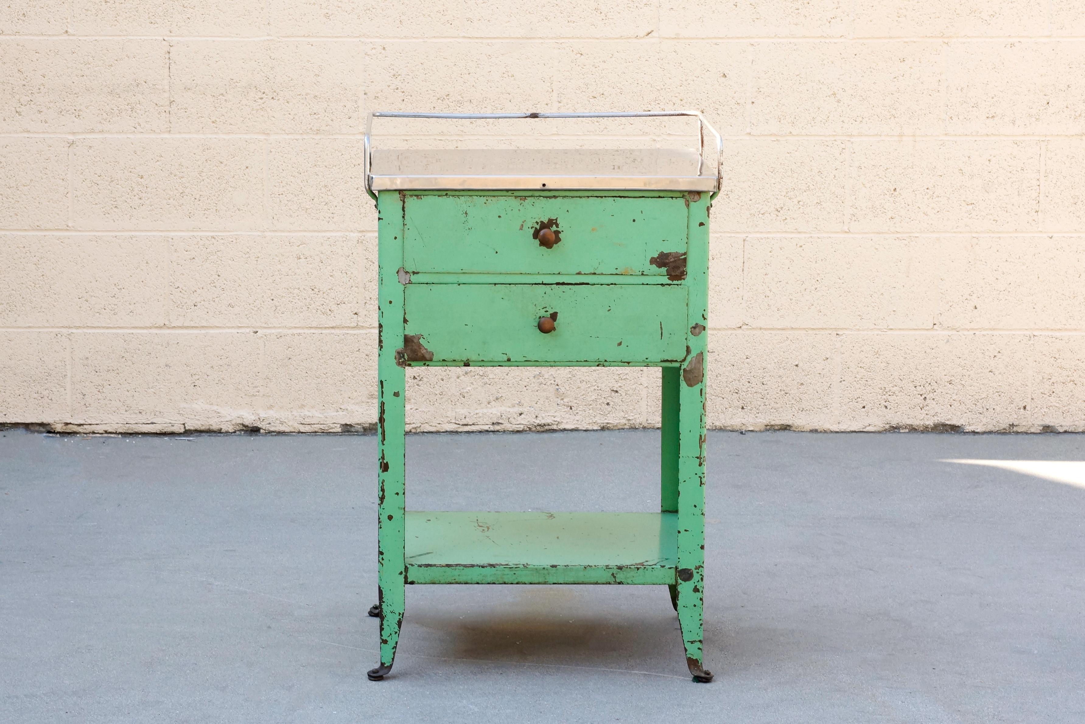 Early 20th Century 1920s Industrial Side Table with Distressed Patina