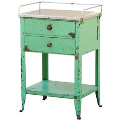 Antique 1920s Industrial Side Table with Distressed Patina