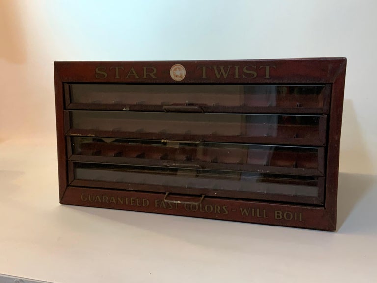 1920s Industrial Star Twist Sewing Thread Display Case at 1stDibs