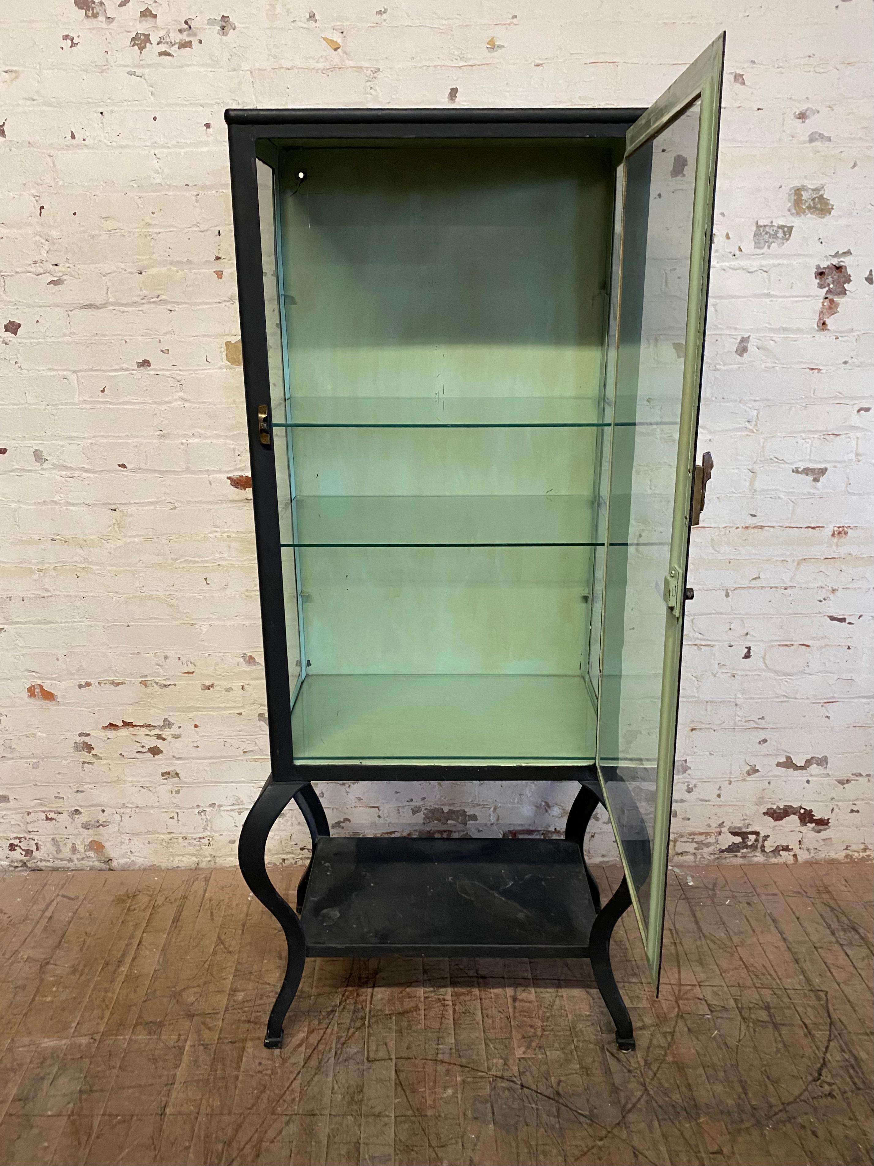 Painted 1920s Industrial Steel & Glass Medical, Dr's Cabinet / Vitrine, Storage