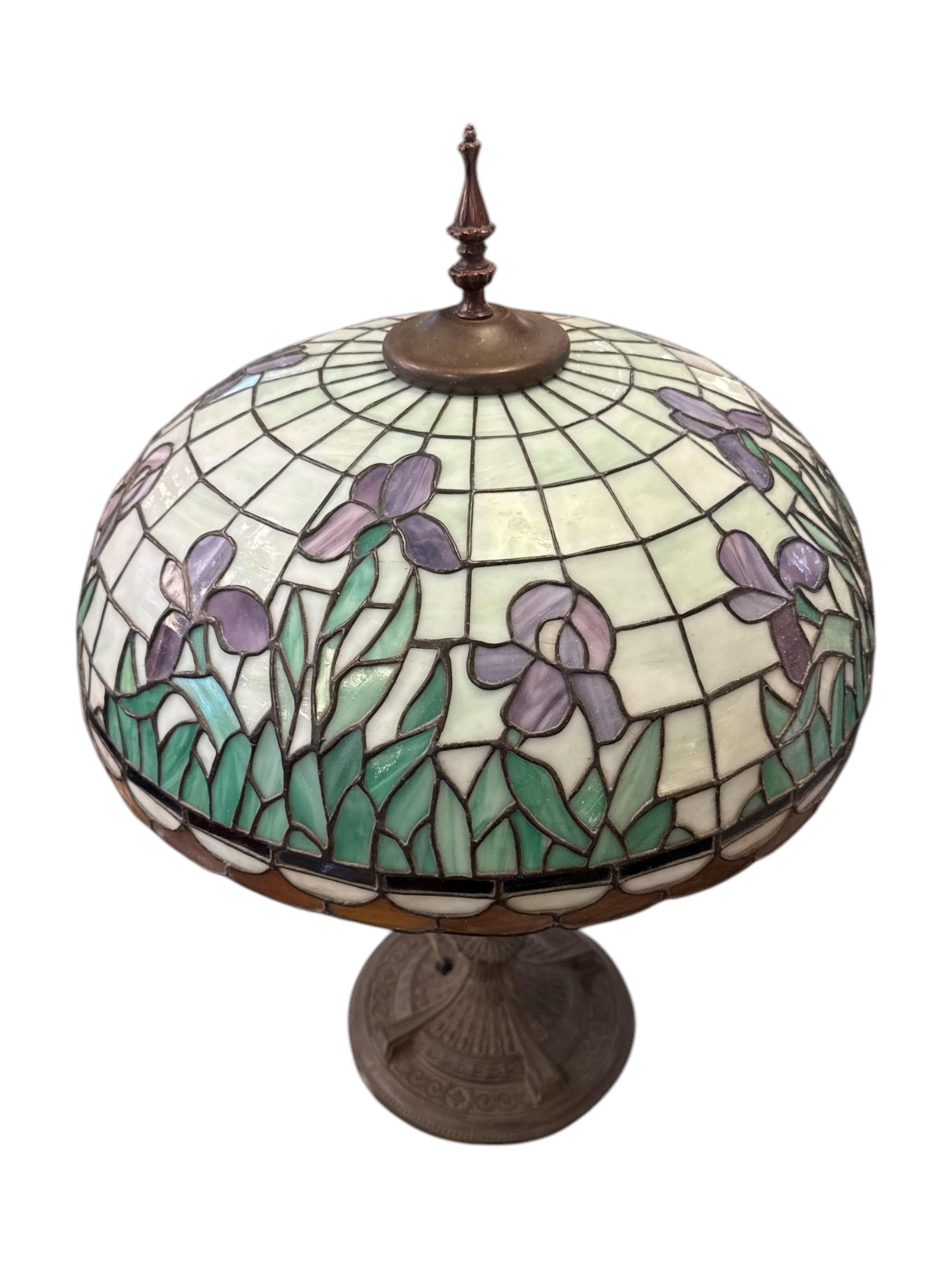 American 1920s Iris Head Table Lamp For Sale