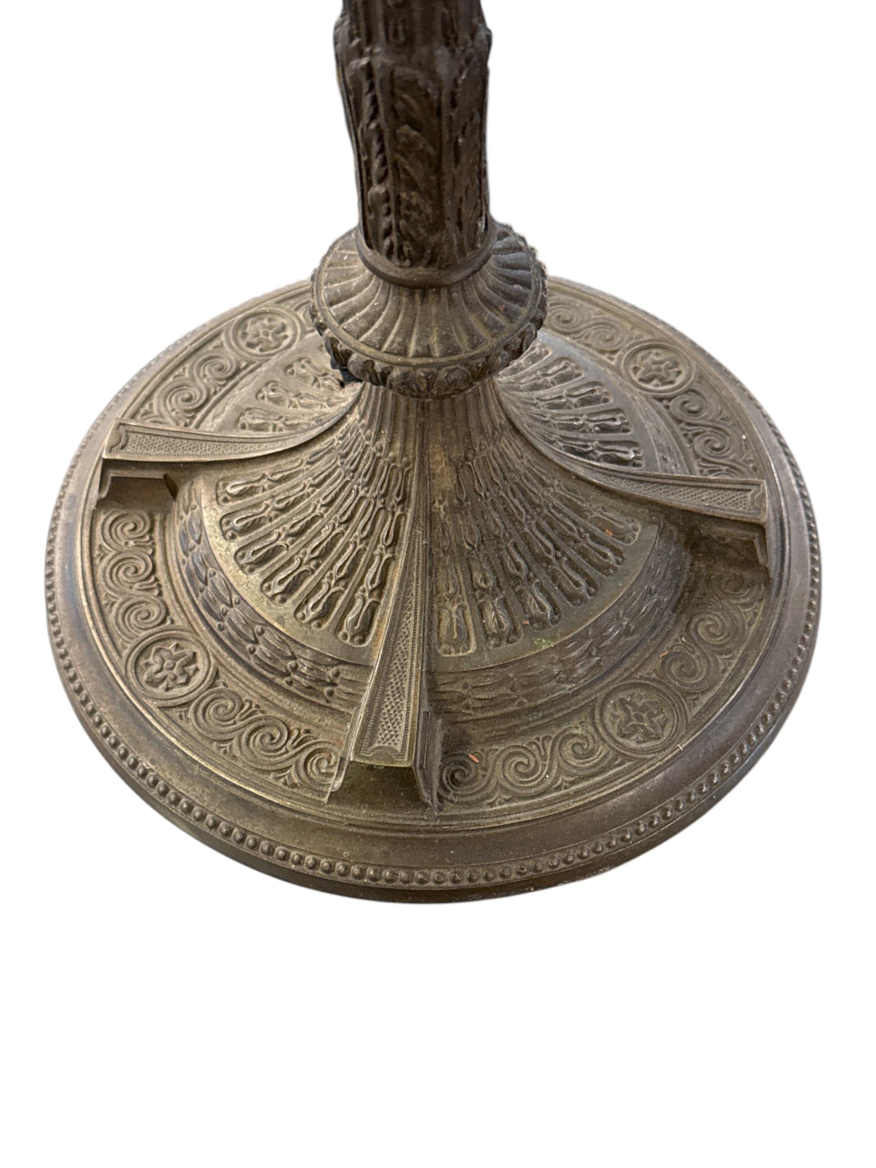 Bronze 1920s Iris Head Table Lamp For Sale