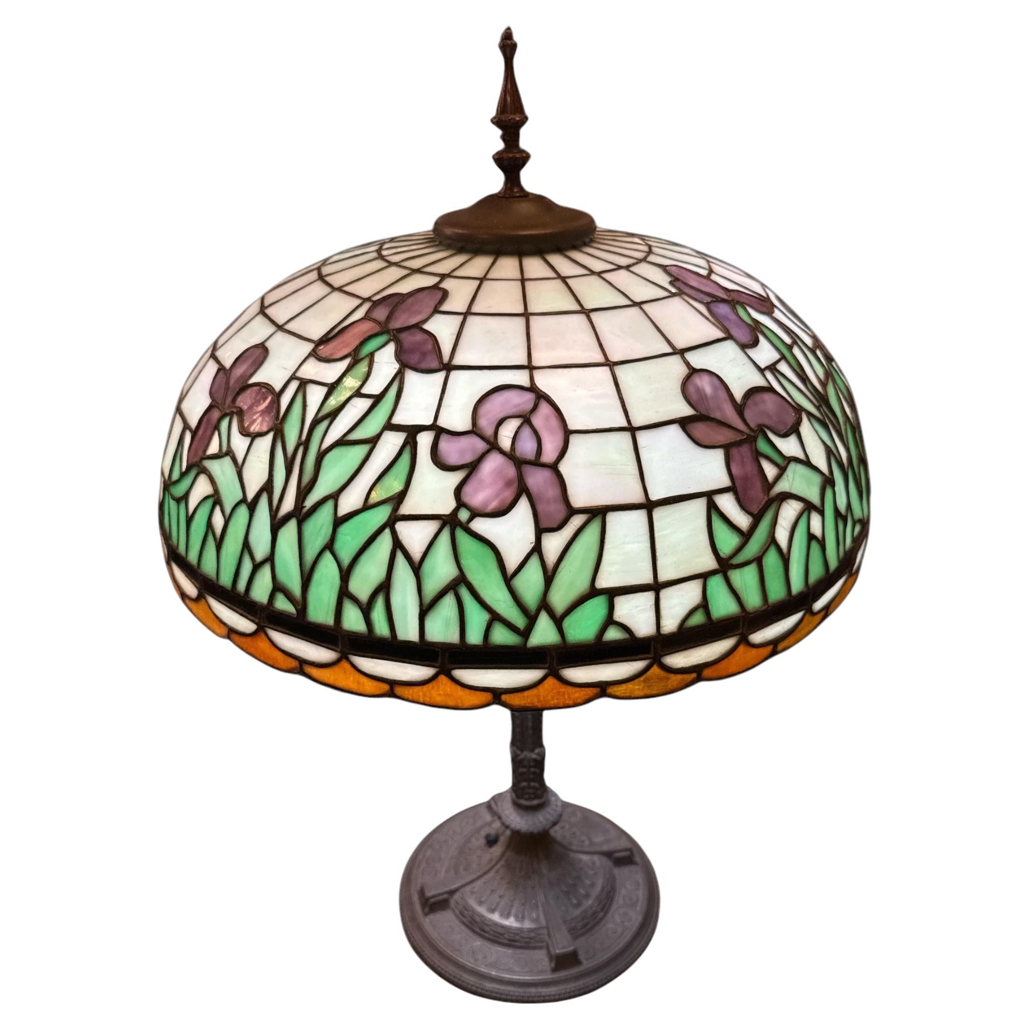 1920s Iris Head Table Lamp For Sale