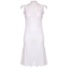 Used 1920s White Handmade Irish Crochet Lace Bridal Dress