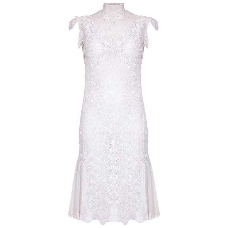 white christmas dresses Antique Irish crochet lace dress . vintage wedding dress . size xs to –  bluefennel main image 1