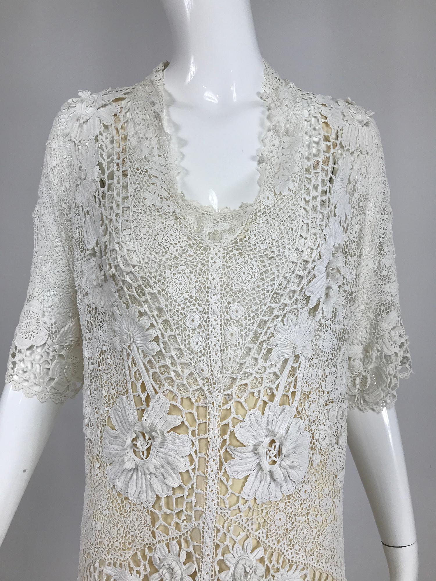 1920s Irish Lace Hand Crocheted Wedding Dress Day Dress Set 3