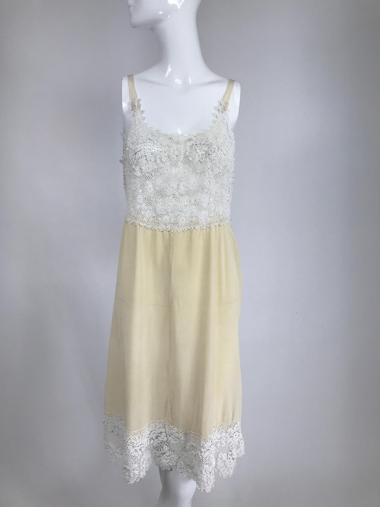 1920s Irish Lace Hand Crocheted Wedding Dress Day Dress Set 8