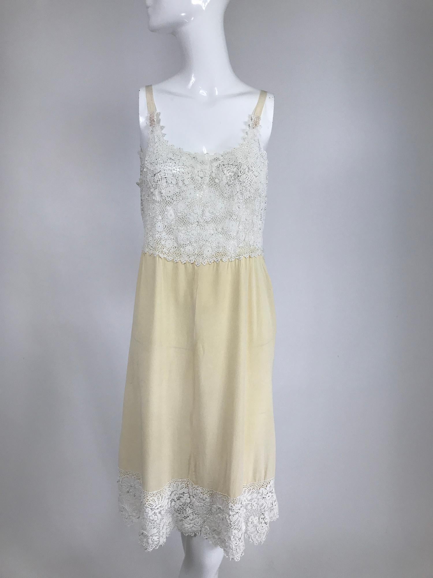 1920s Irish Lace Hand Crocheted Wedding Dress Day Dress Set 8