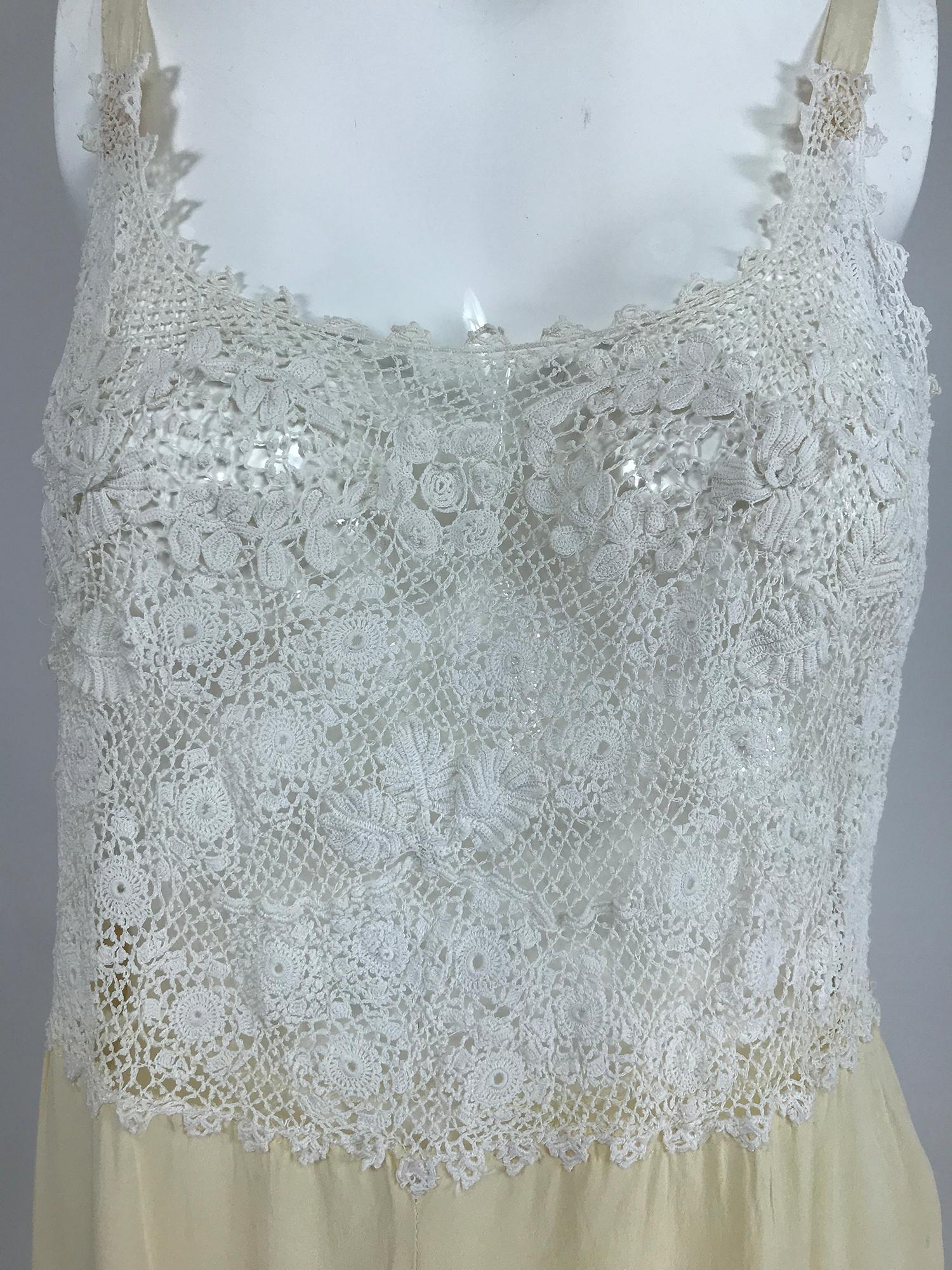 1920s Irish Lace Hand Crocheted Wedding Dress Day Dress Set 11