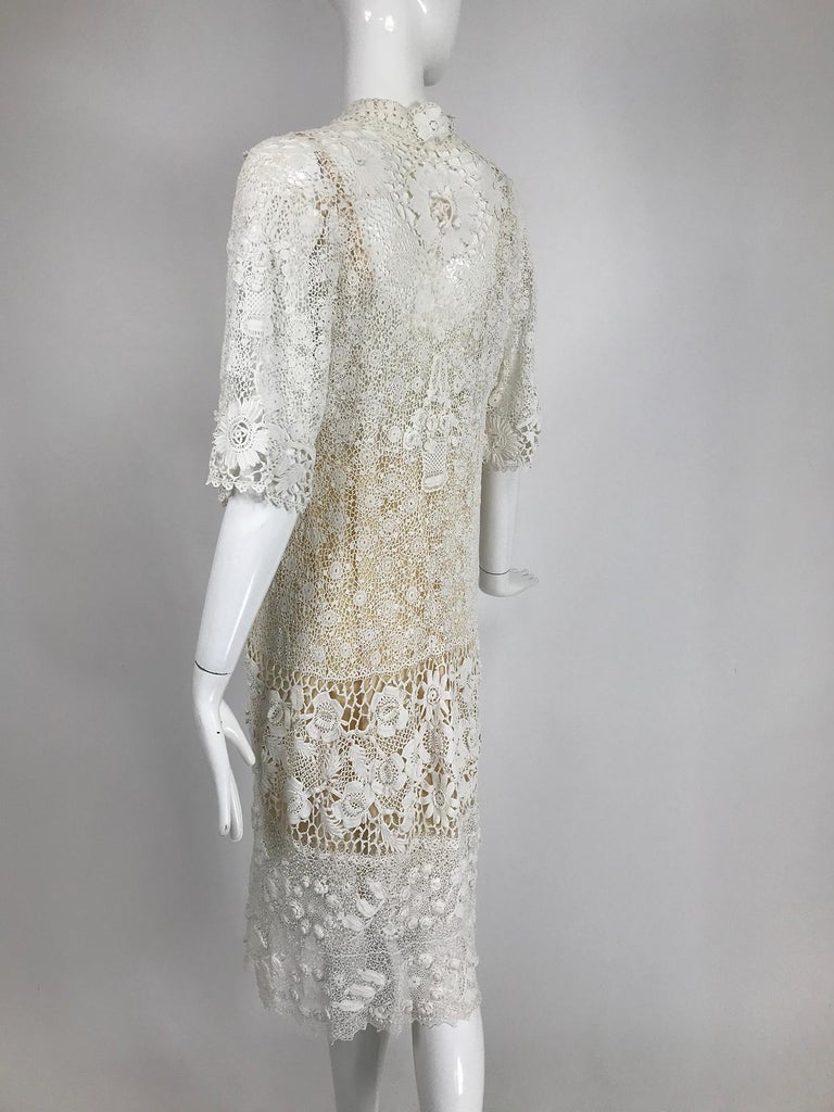 1920s Irish Lace Hand Crocheted Wedding Dress Day Dress Set For Sale at ...
