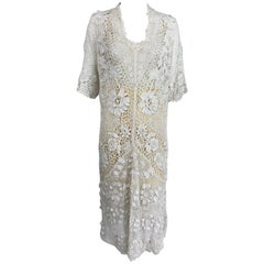 1920s Irish Lace Hand Crocheted Wedding Dress Day Dress Set