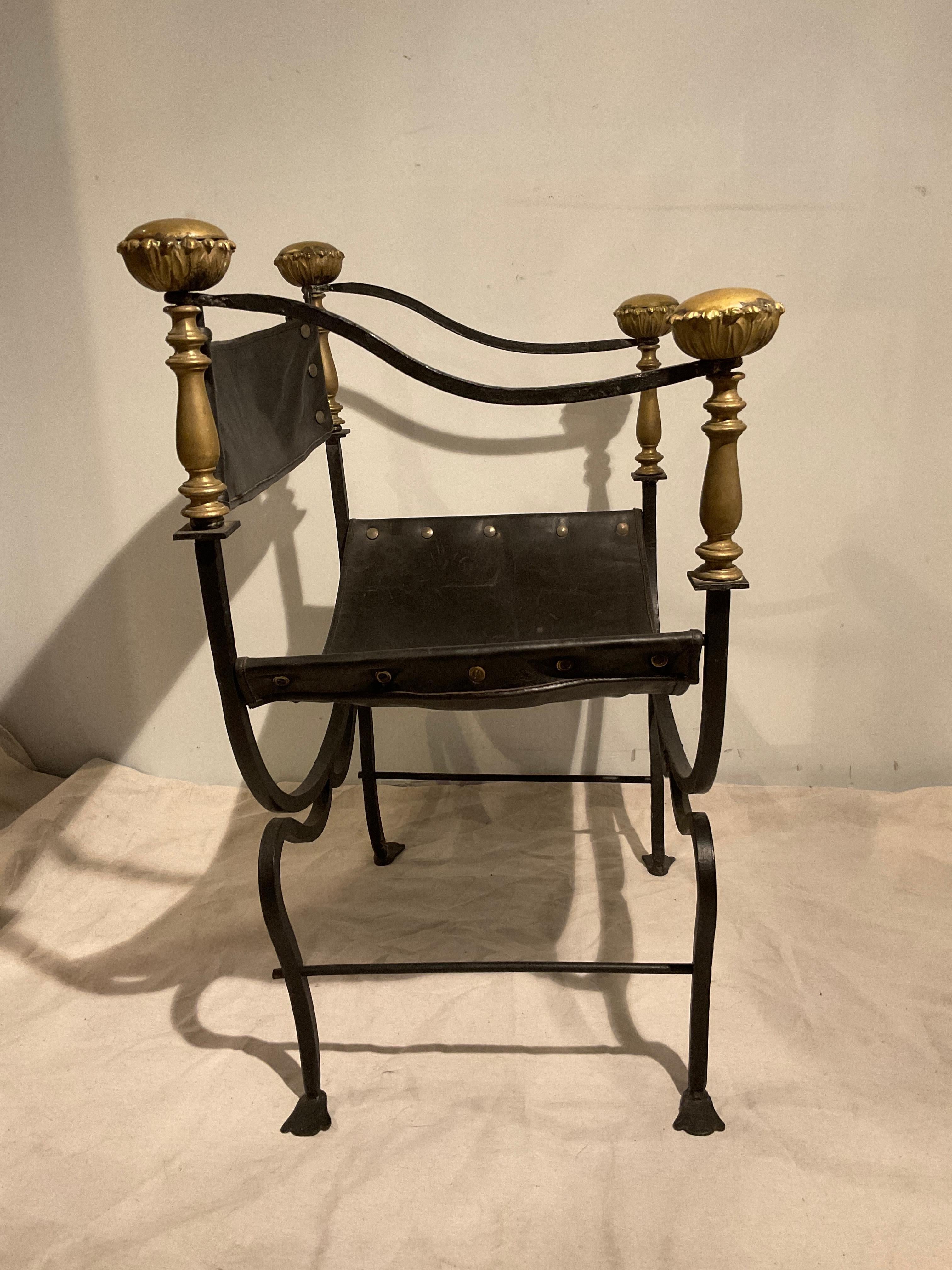 1920s Iron And Brass Savonarola Chair 2