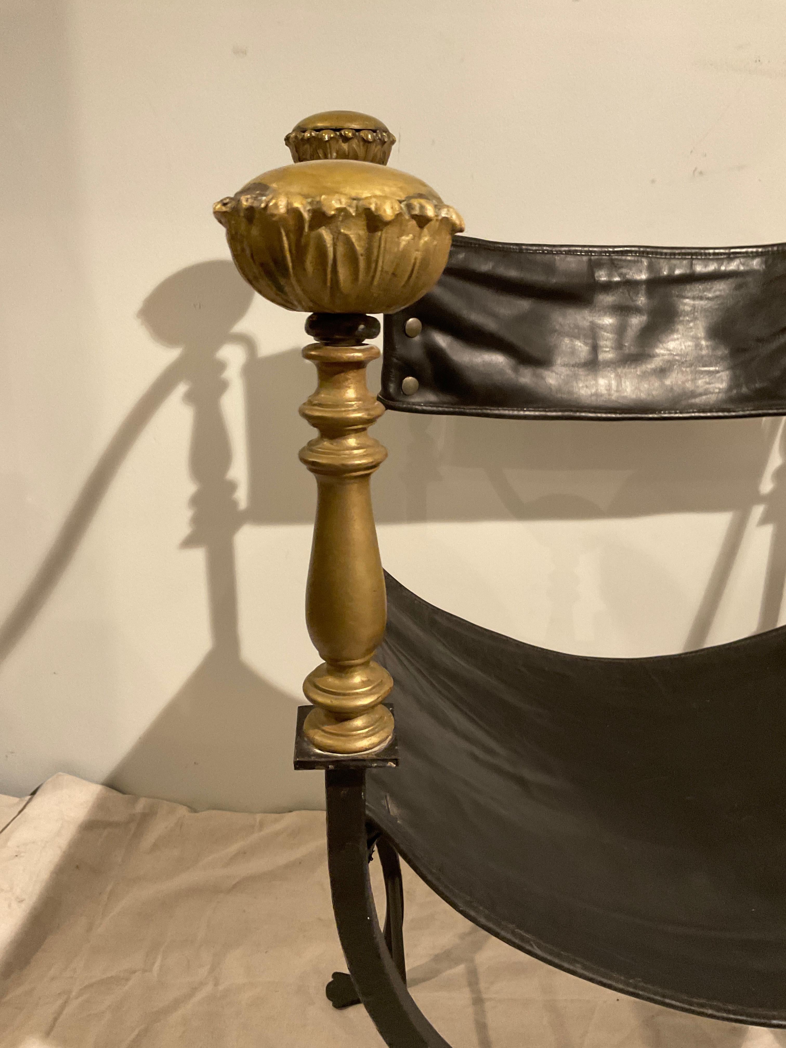 1920s Iron And Brass Savonarola Chair 4