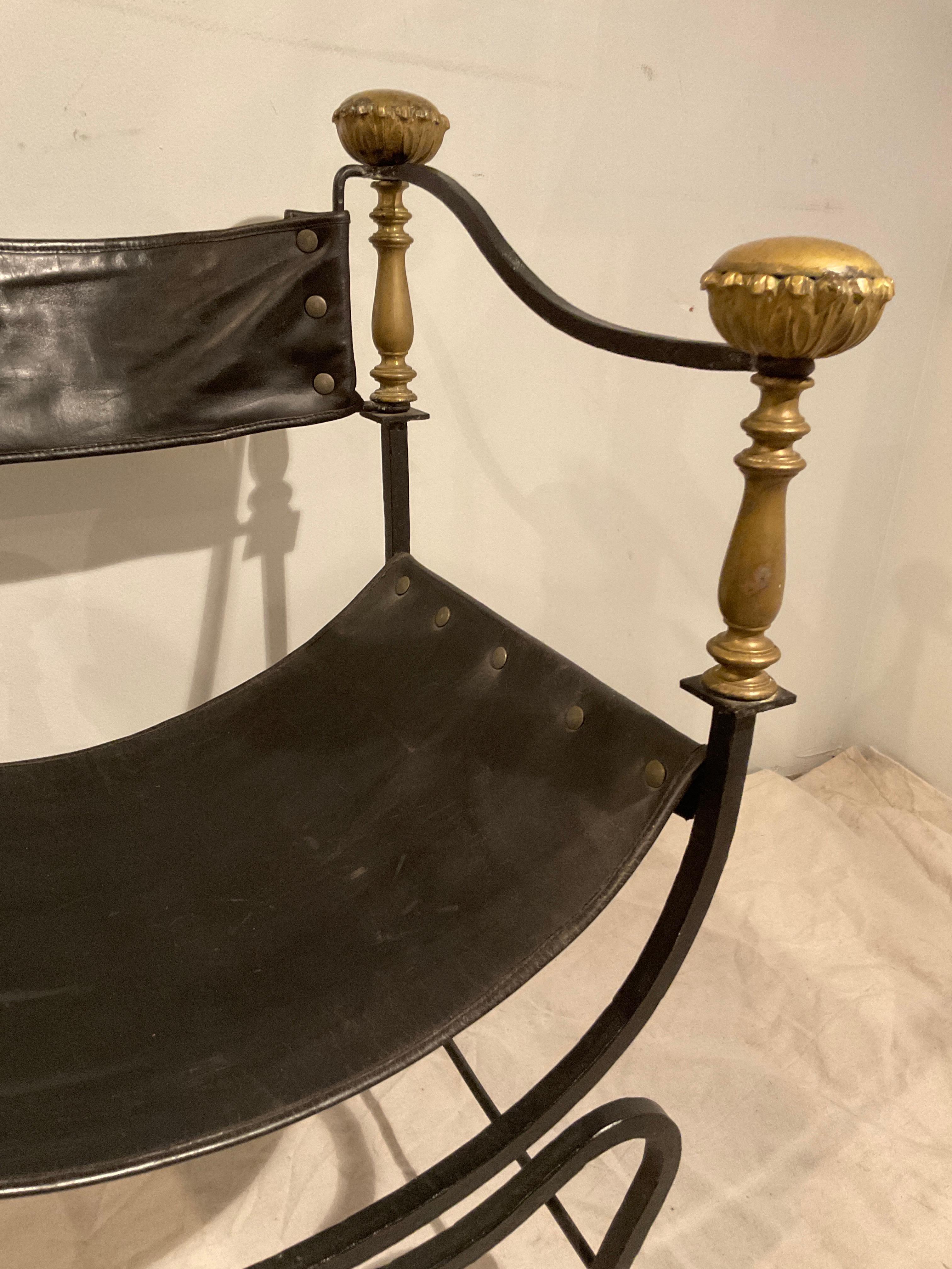 1920s Iron And Brass Savonarola Chair 5