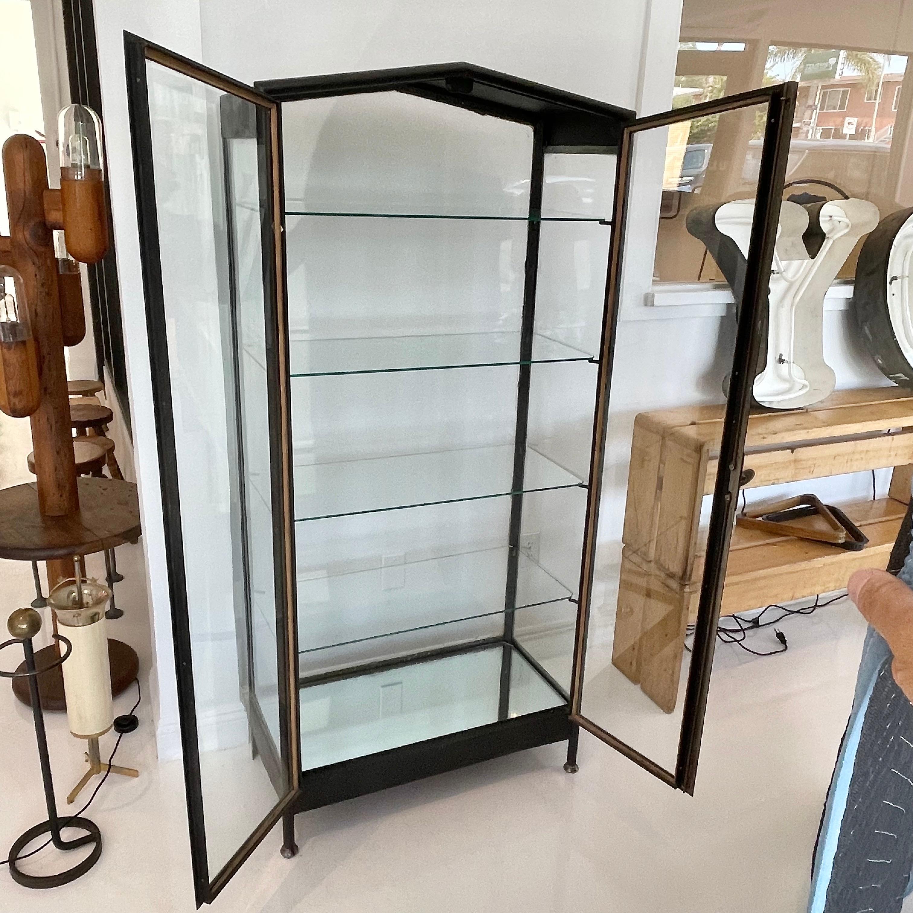 Argentine Double Door Iron and Glass Art Deco Vitrine, 1920s Argentina For Sale