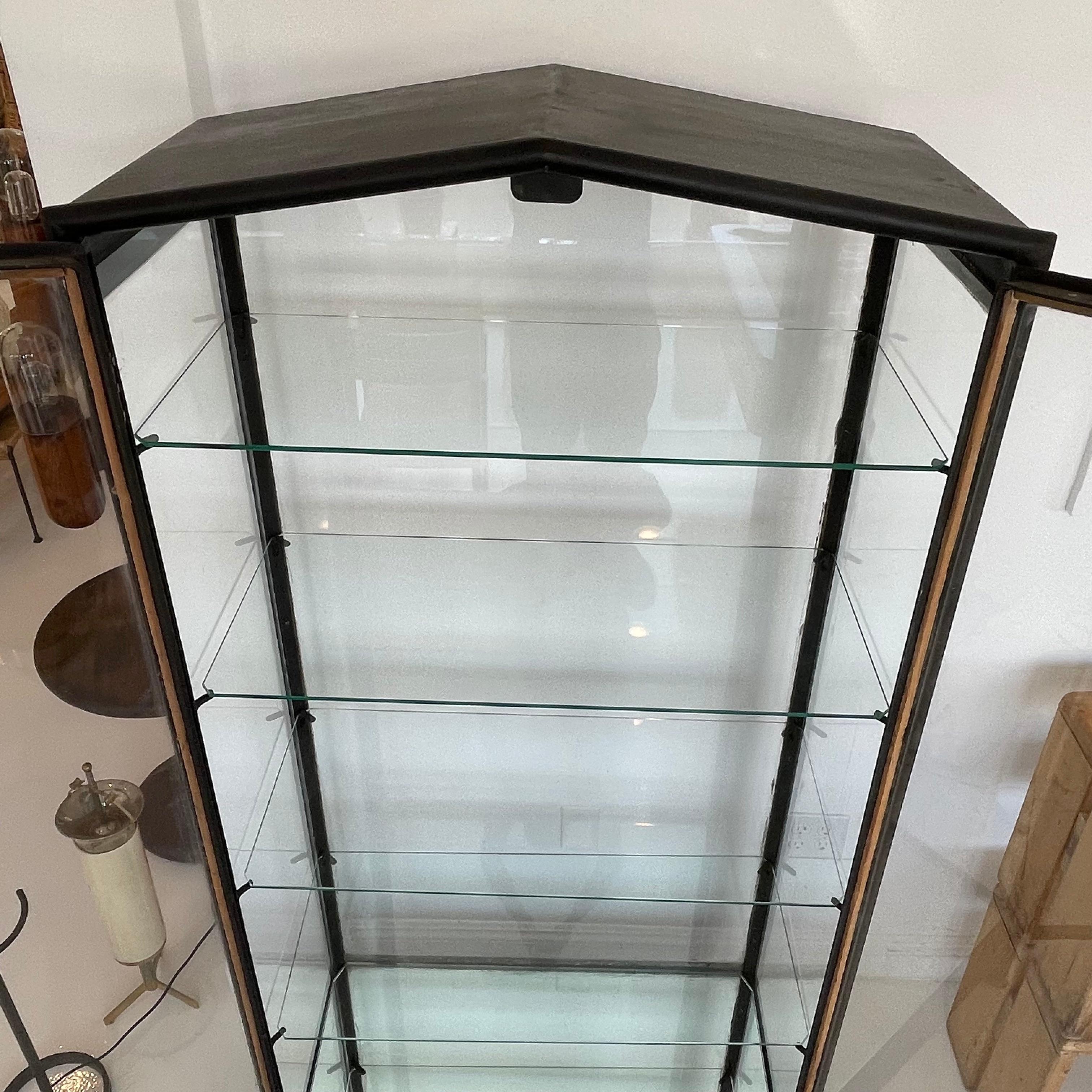 Double Door Iron and Glass Art Deco Vitrine, 1920s Argentina In Good Condition For Sale In Los Angeles, CA