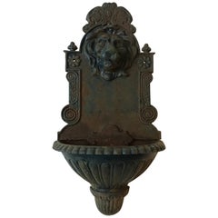 1920s Iron Lion Head Wall Fountain