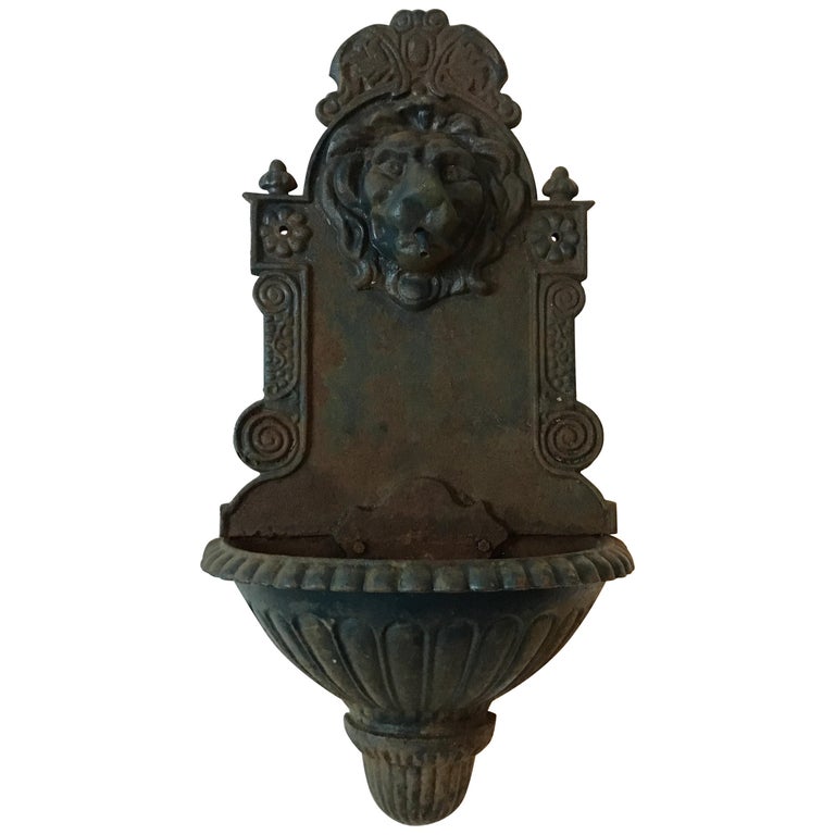 1920s Iron Lion Head Wall Fountain at 1stDibs