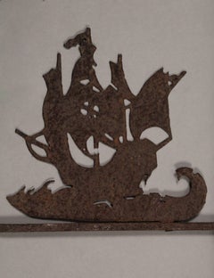 1920s Iron Weather Vane with Ship Galleon Motif