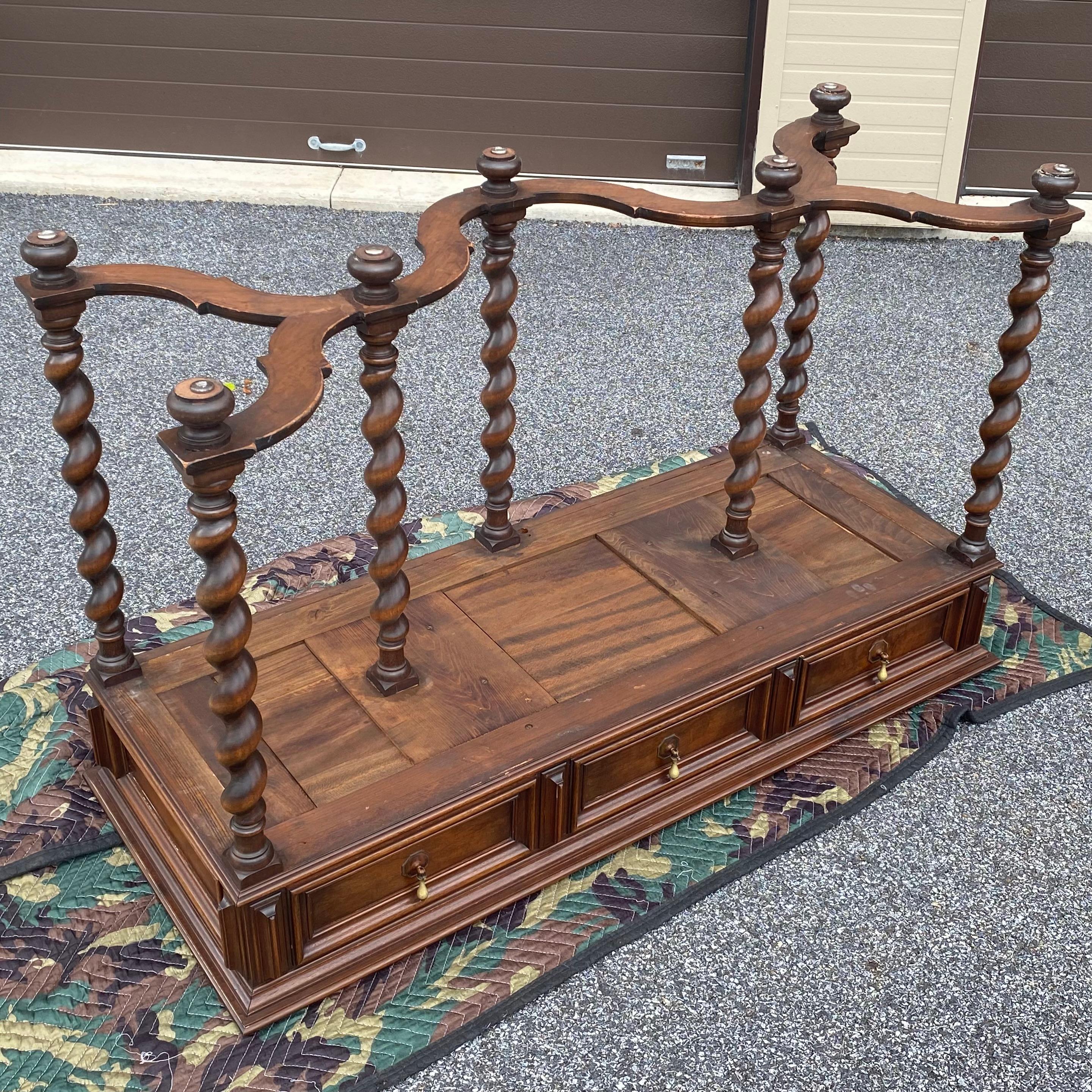 1920s Irving & Casson Solid Walnut Barley Twist Console Library Table 4
