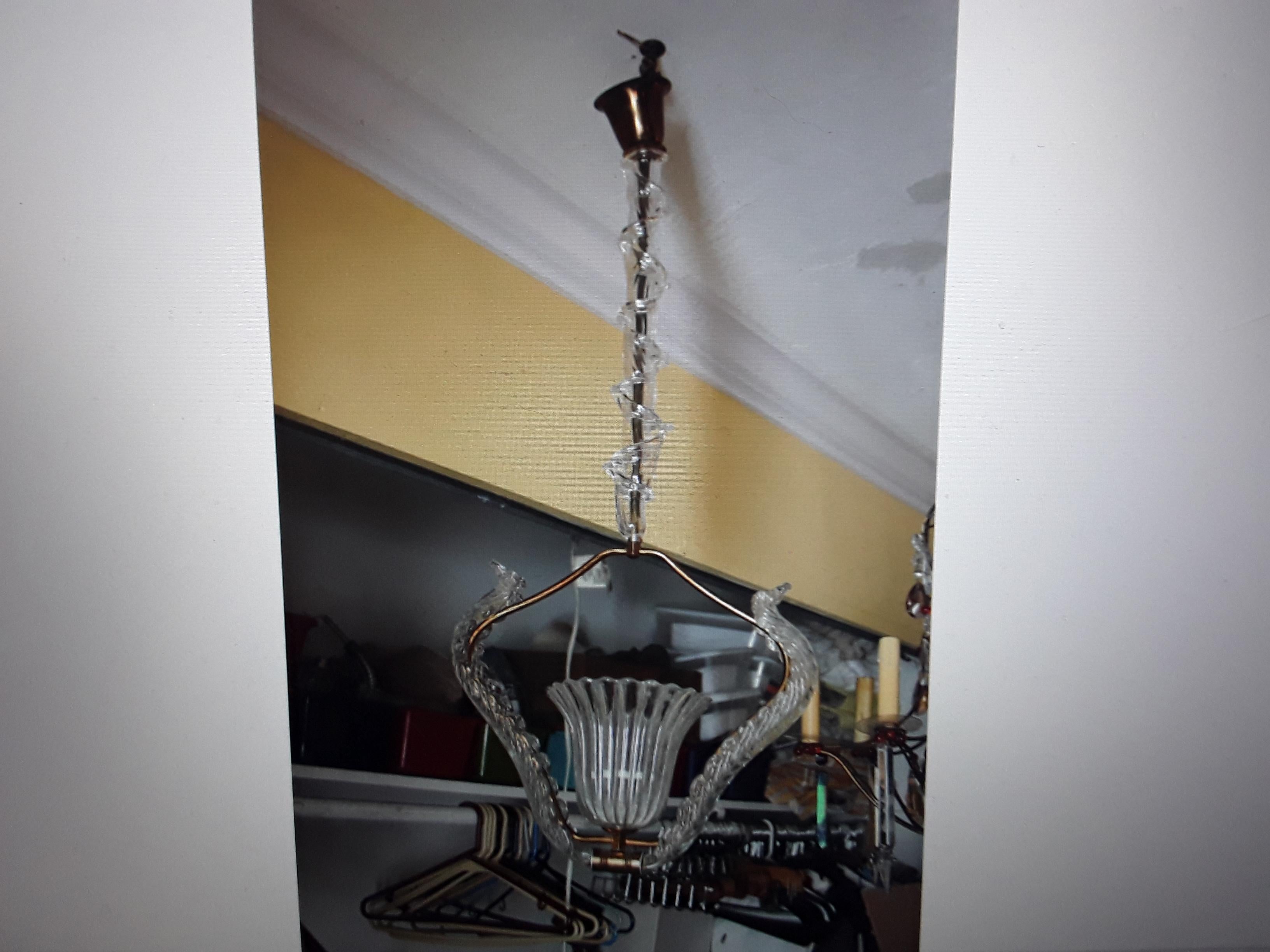 Lampada a sospensione da soffitto Barovier&Toso degli anni '20, Murano In condizioni buone in vendita a Opa Locka, FL