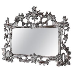 1920s Italian Black and White Patinated Mirror