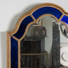 1920s Italian Blue Glass Border Mirror