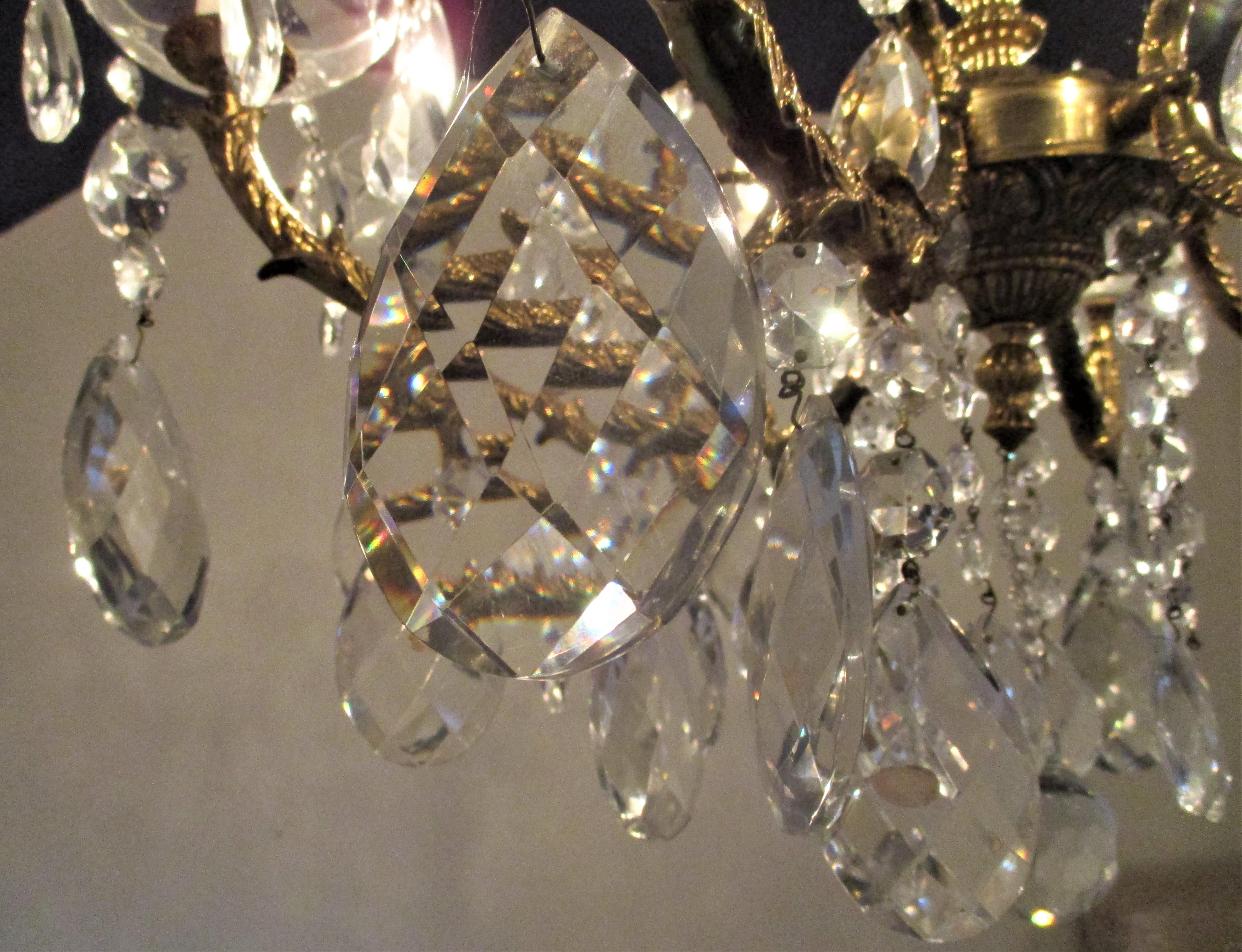 20th Century Italian, Portofino 1920s Chandelier with Large Czechoslvakian Crystals For Sale