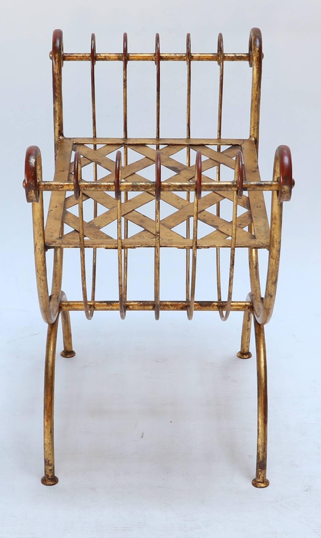 1920s Italian Gilded Metal Stool or Bench 1