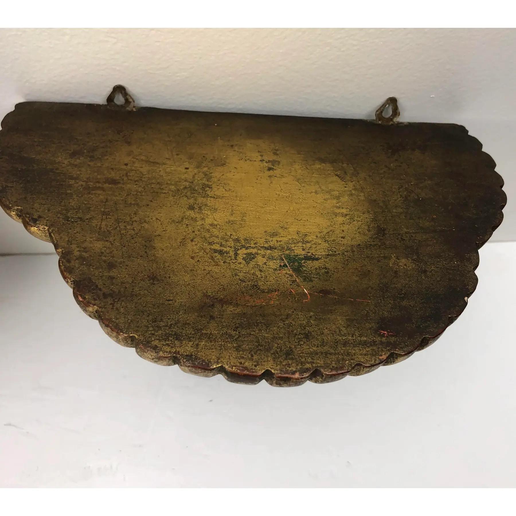 Gold Leaf 1920’s Italian Gilt Plaster Wall Brackets - a Pair For Sale