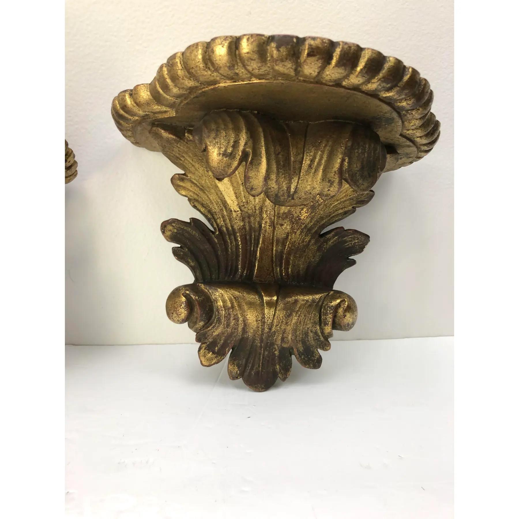 1920’s Italian Gilt Plaster Wall Brackets - a Pair For Sale 2