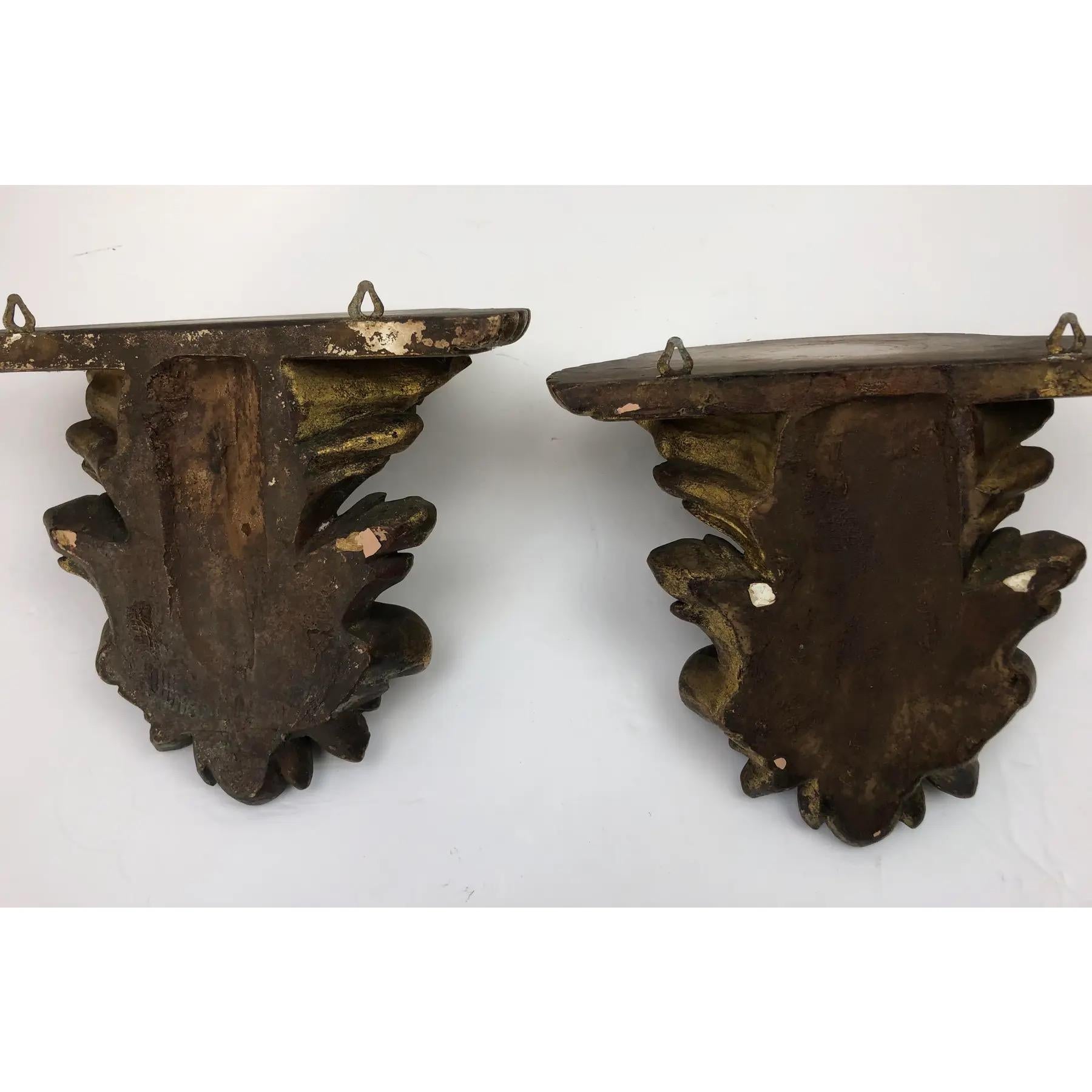 1920’s Italian Gilt Plaster Wall Brackets - a Pair For Sale 3