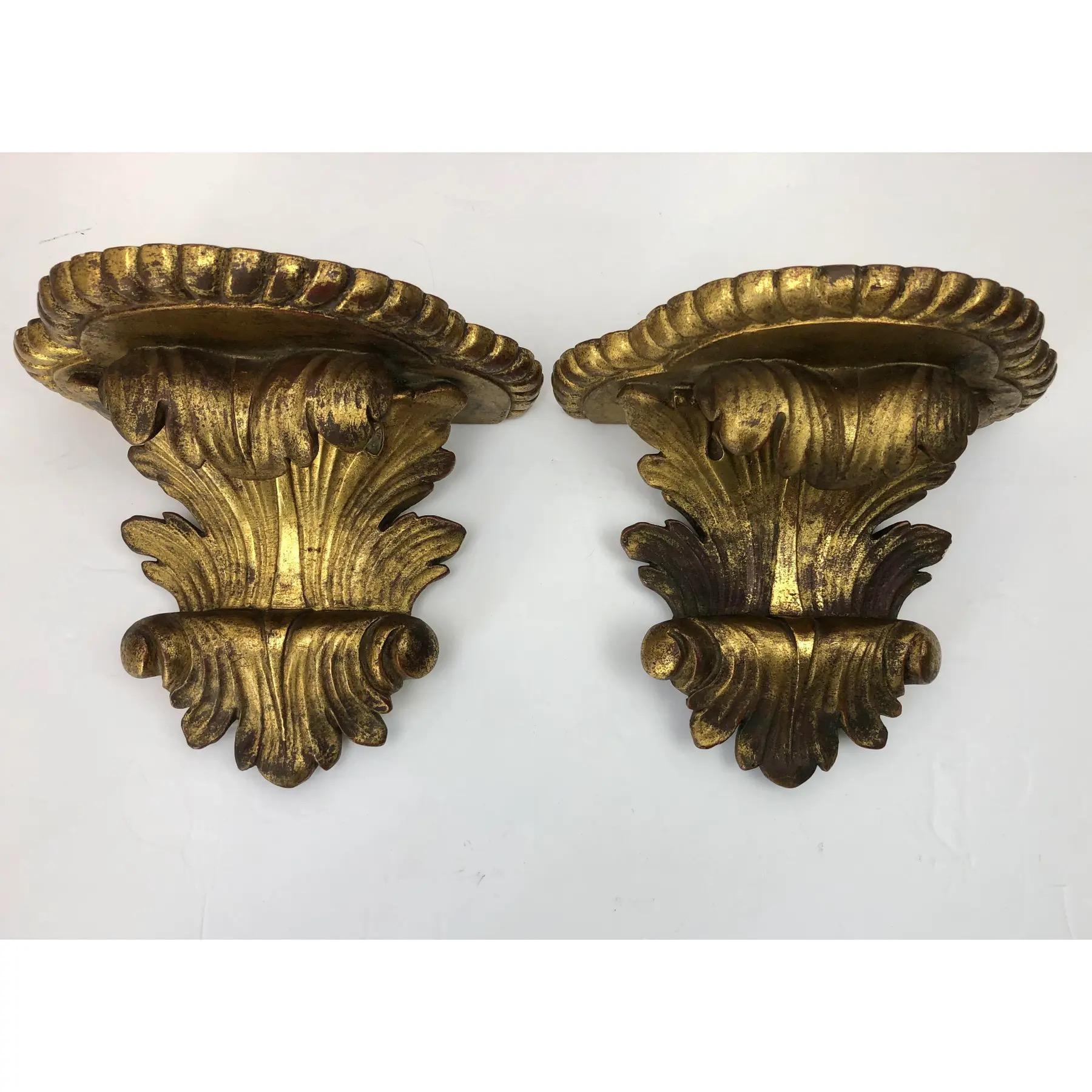 1920’s Italian Gilt Plaster Wall Brackets - a Pair For Sale 4
