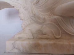1920s Italian Marble Sculpture of a Lady on a Sphinx by Cipriani