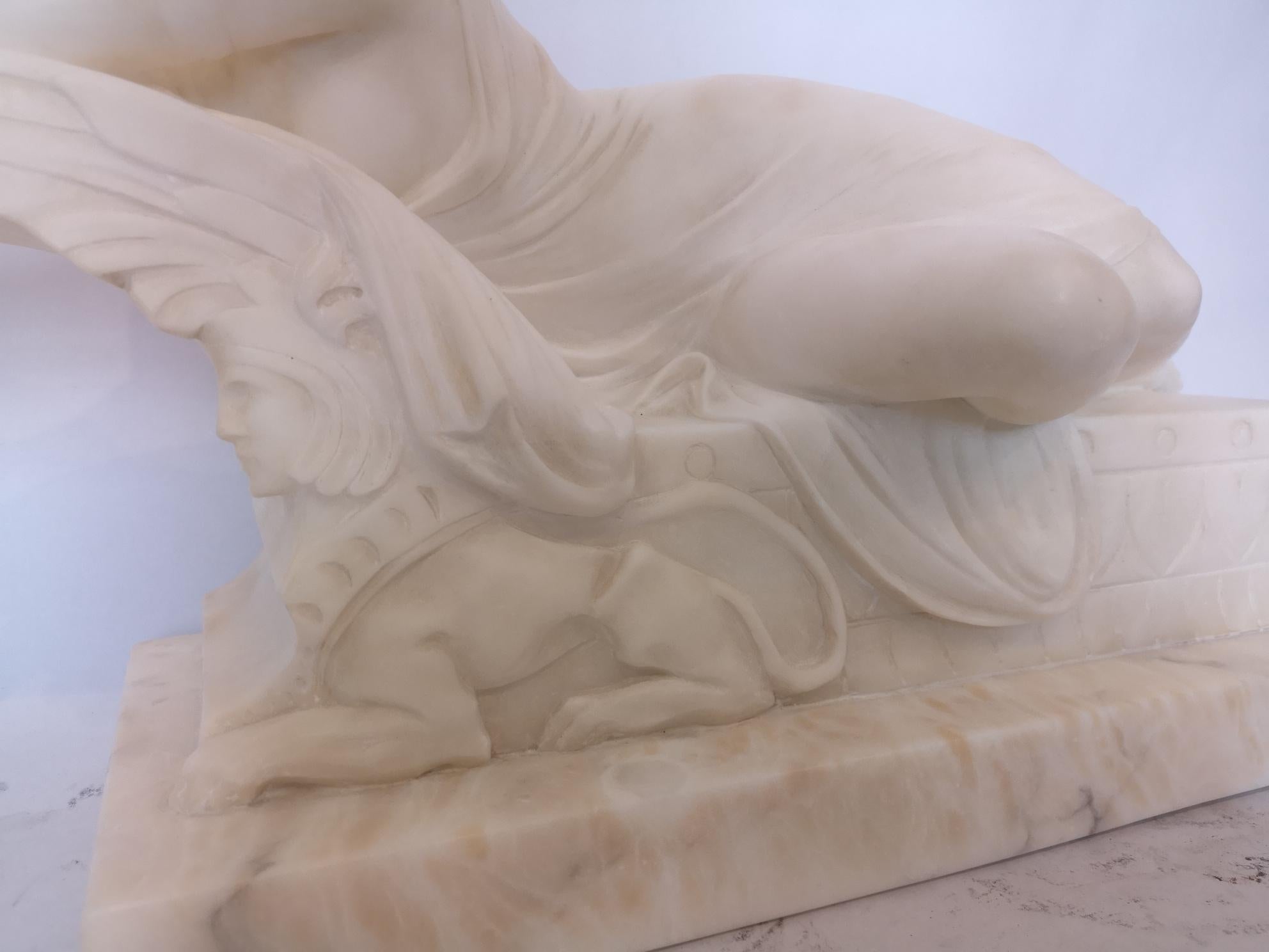 1920s Italian Marble Sculpture of a Lady on a Sphinx by Cipriani For Sale 1