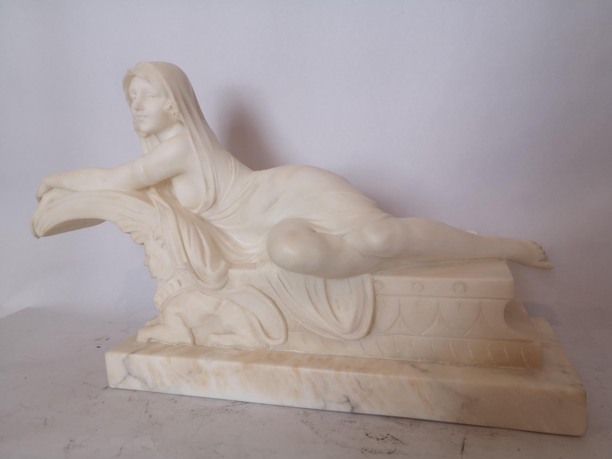 1920s Italian Marble Sculpture of a Lady on a Sphinx by Cipriani For Sale 4