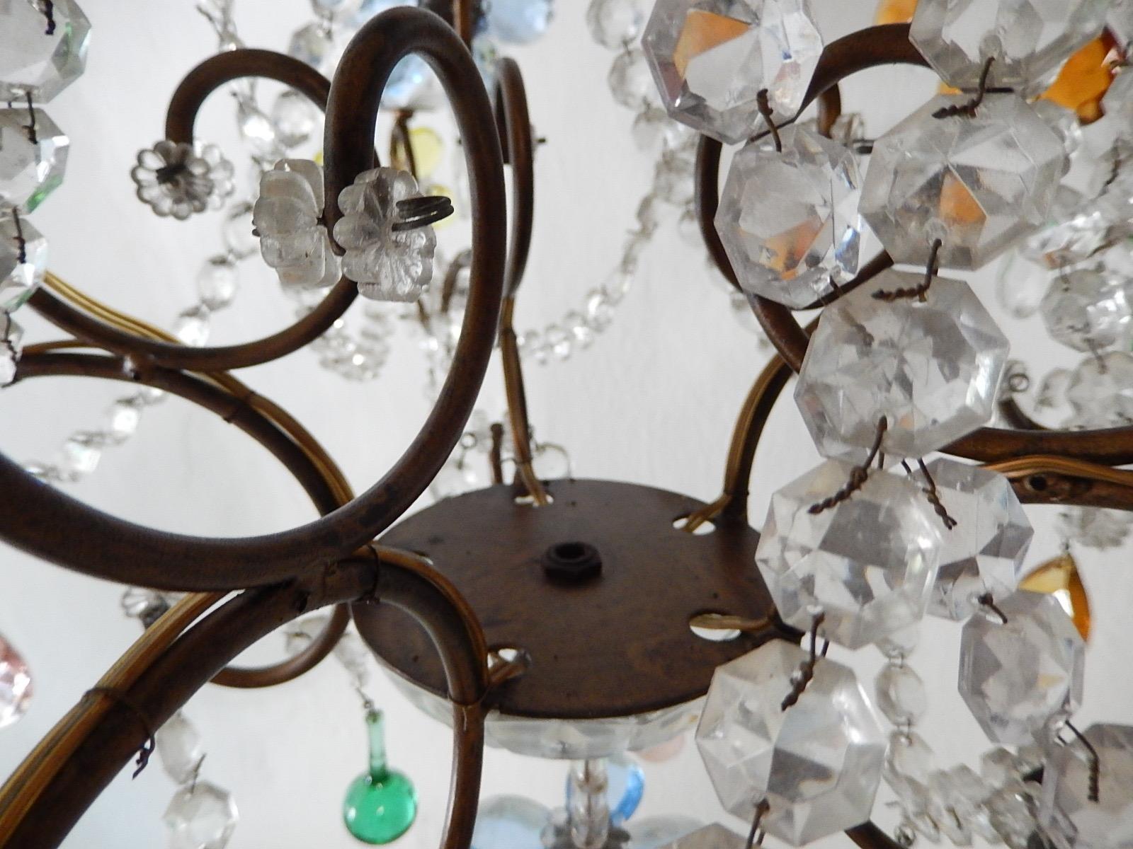 1920s Italian Murano Multi-Color Crystal Flowers, Bells and Drops Chandelier 1