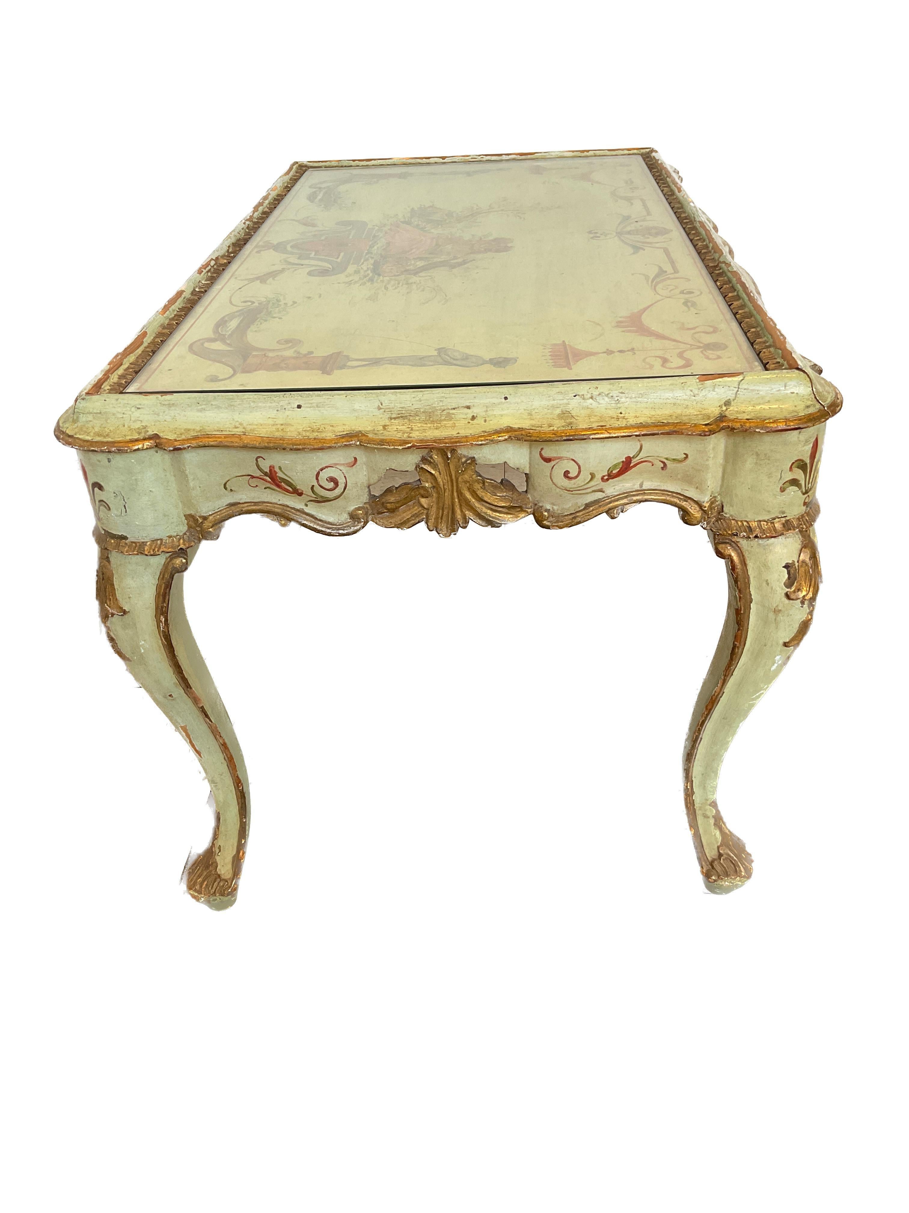 1920s Italian Painted Coffee Table In Good Condition For Sale In Tarrytown, NY