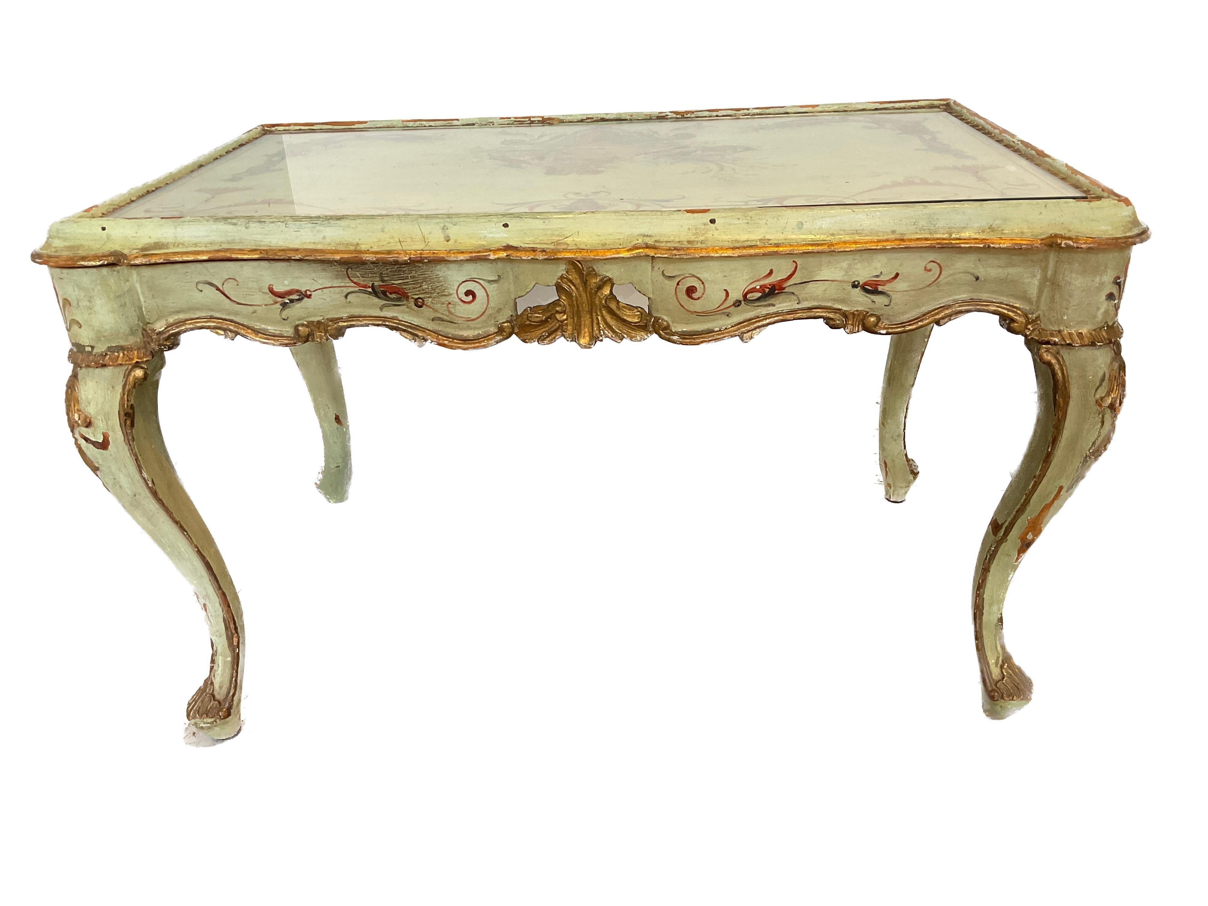 Early 20th Century 1920s Italian Painted Coffee Table For Sale