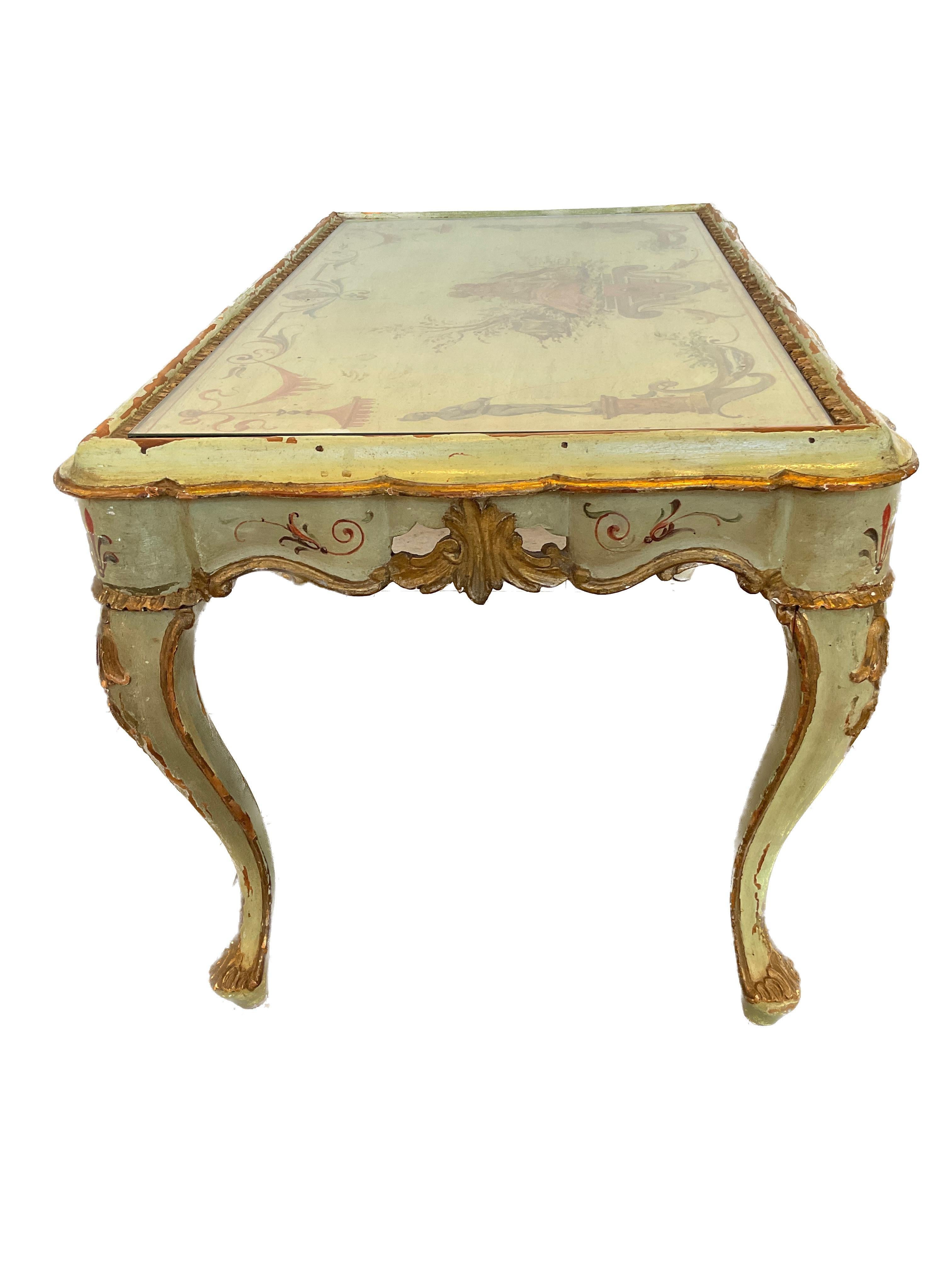 Wood 1920s Italian Painted Coffee Table For Sale