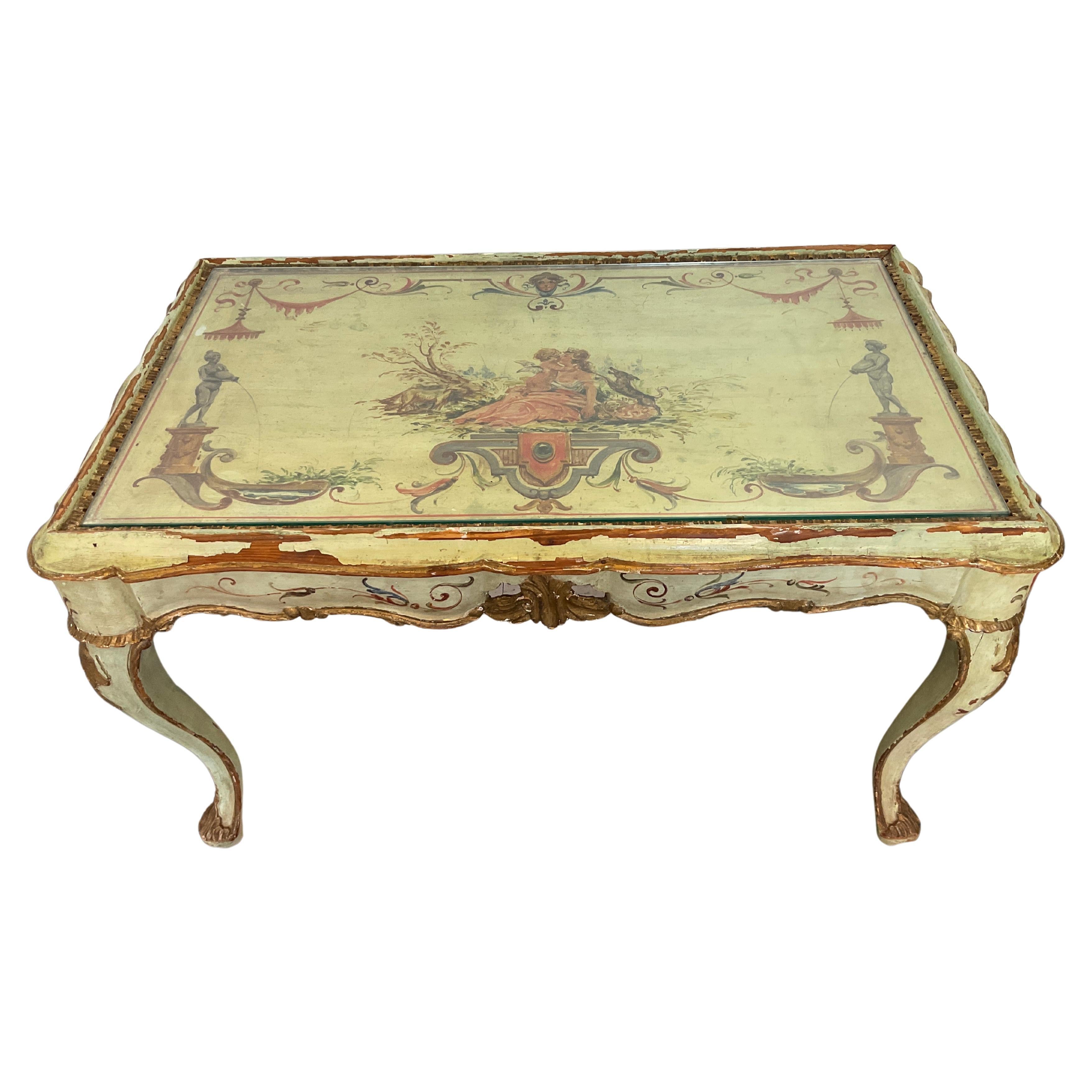 1920s Italian Painted Coffee Table For Sale