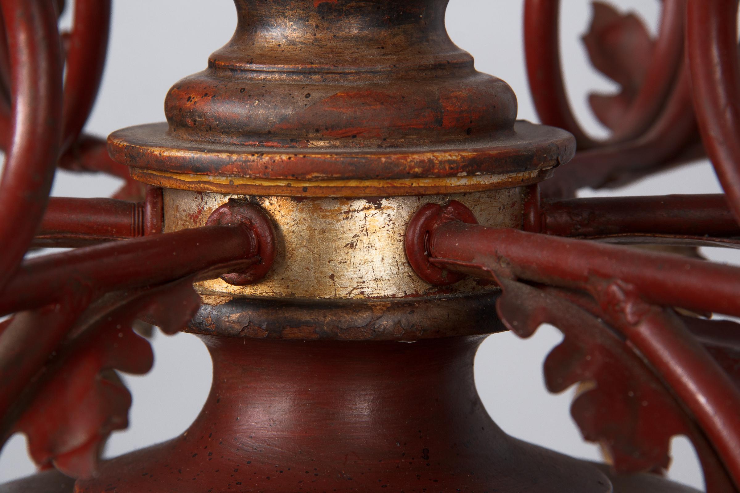 1920s Italian Painted Wood and Metal Chandelier 9