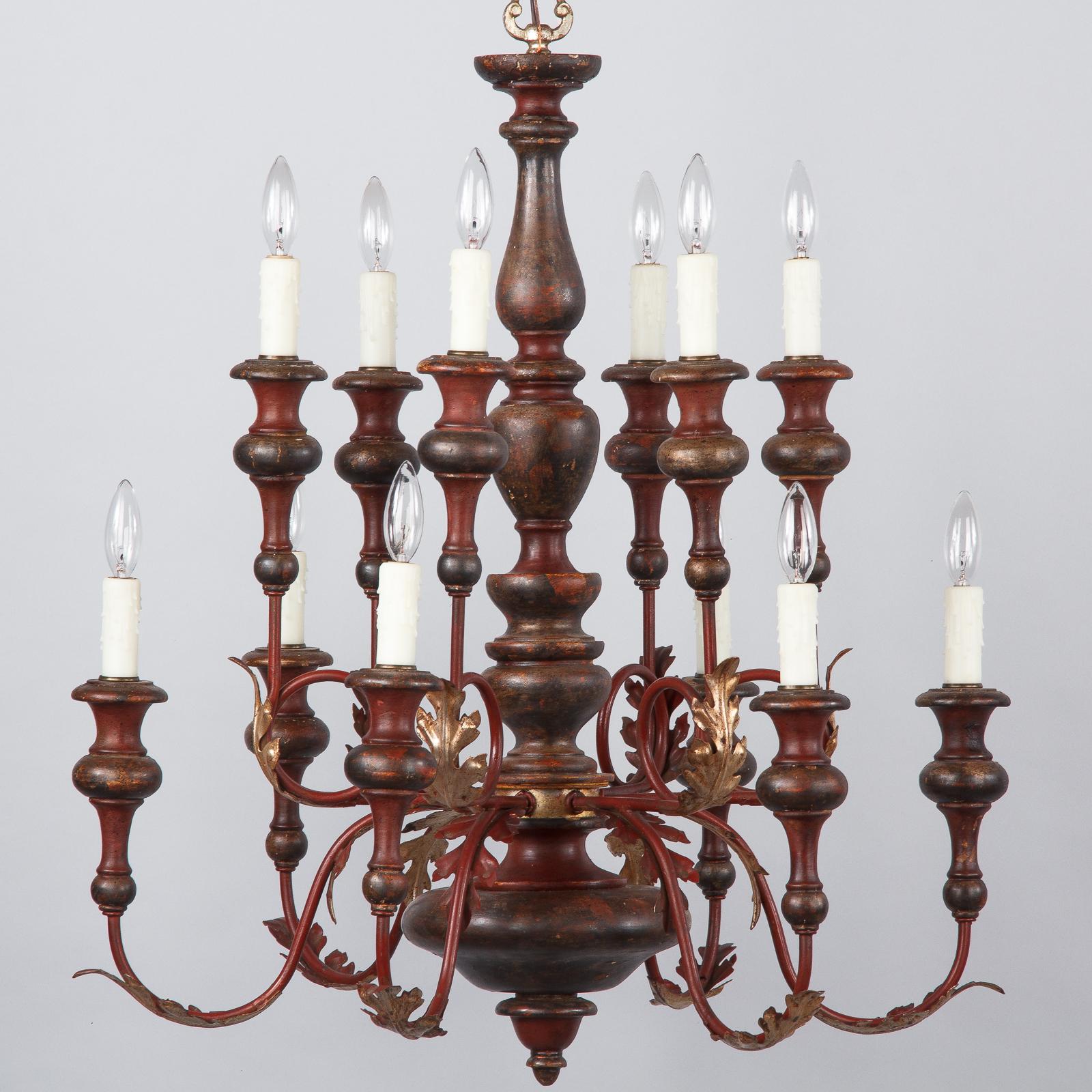 1920s Italian Painted Wood and Metal Chandelier 13