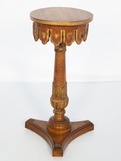 1920s Italian Ponderosa Pine Pedestal Table with Scalloped Apron