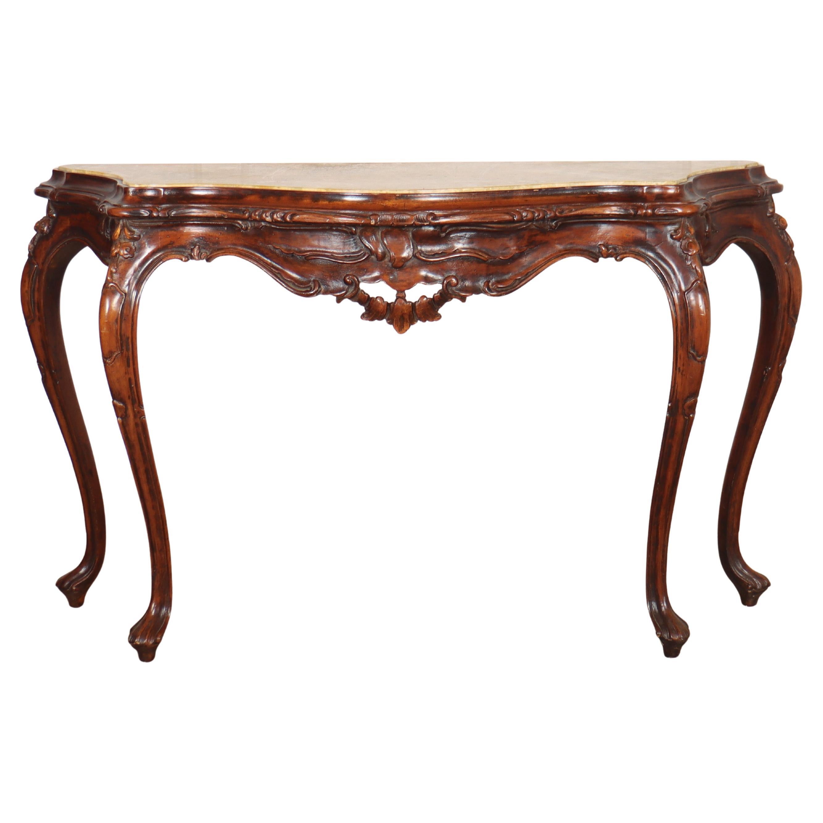 1920's Italian Serpentine Console Table