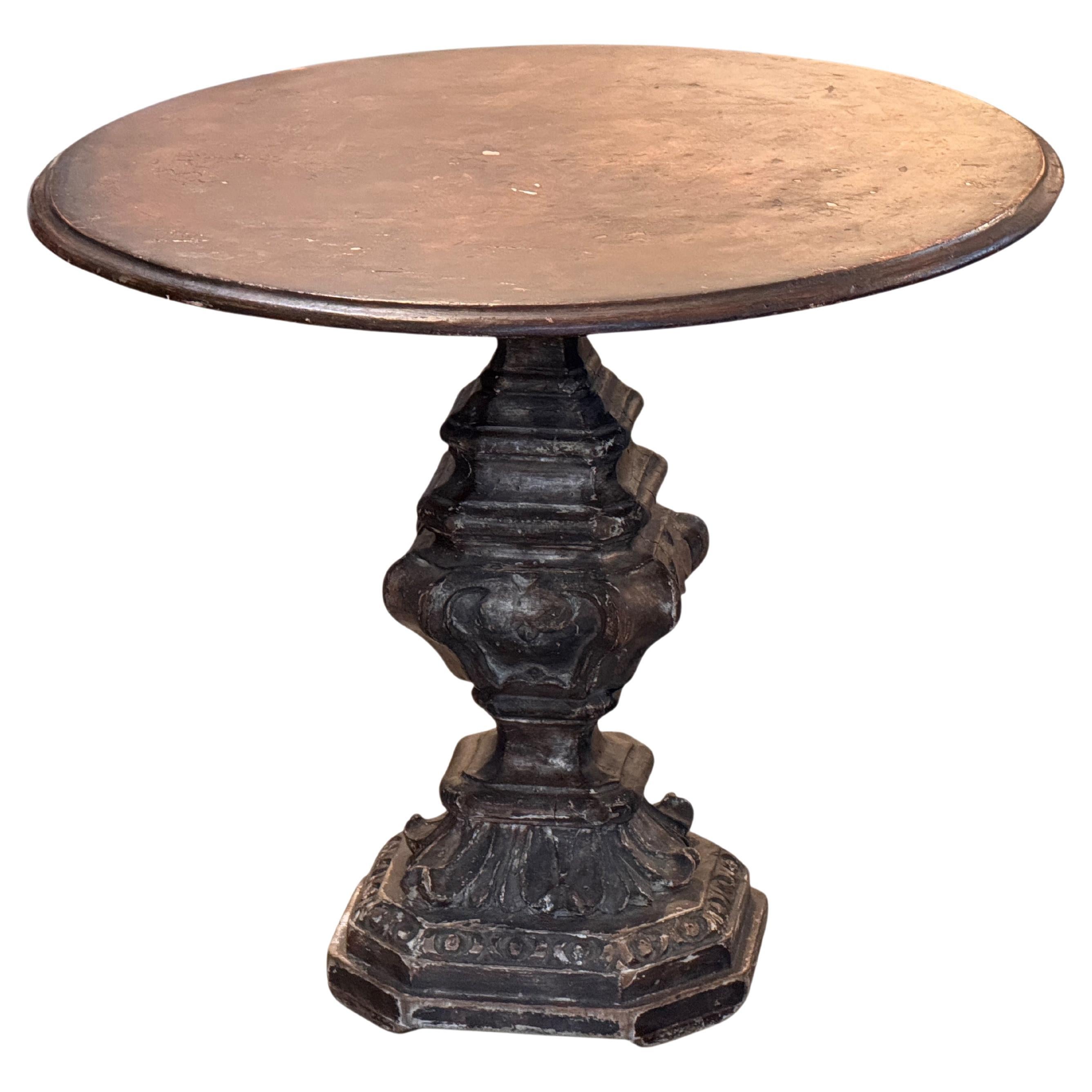 1920s Italian Side Table With Pedestal Base
