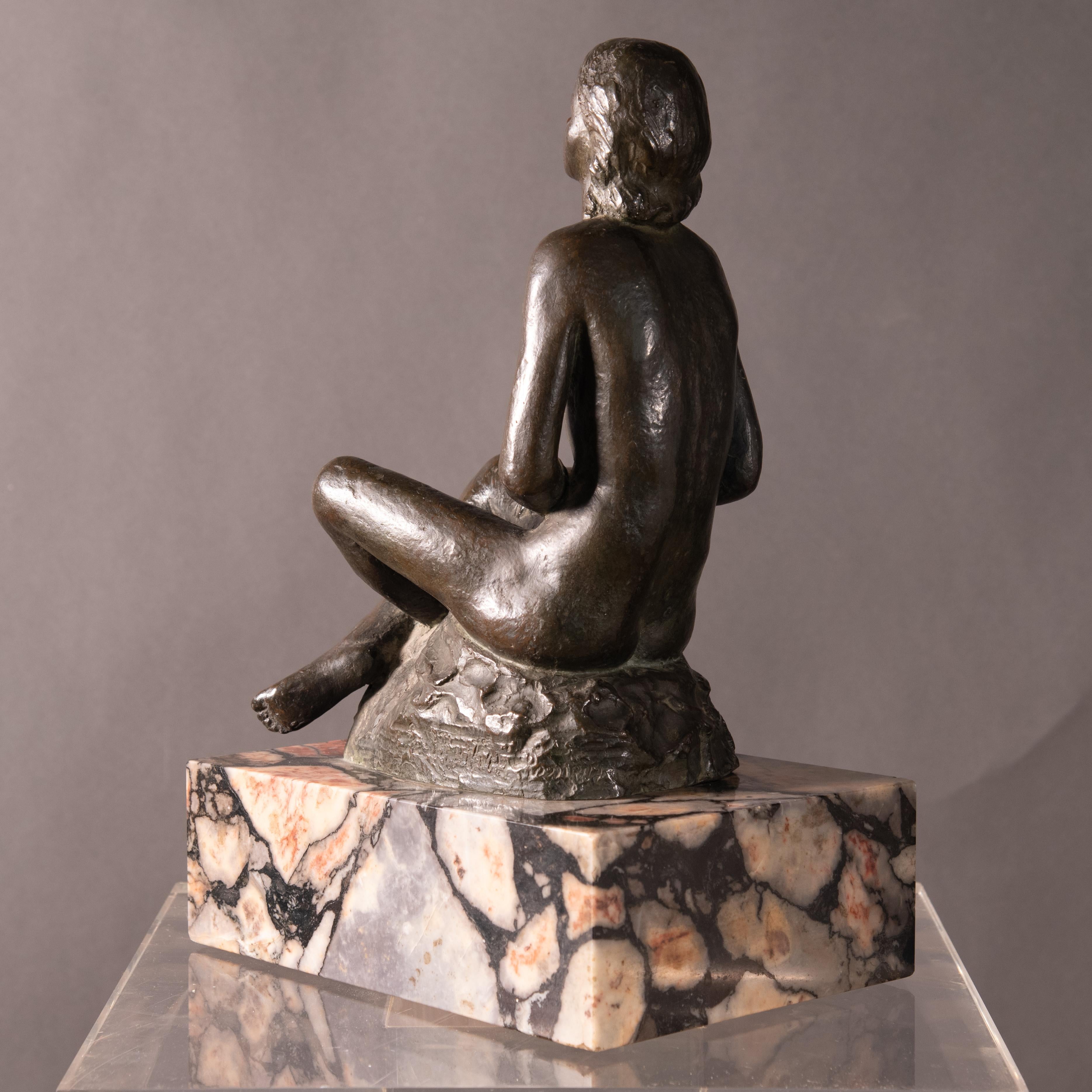 1920s Italian Art Decò Signed Bronze Sculpture Nude of Woman For Sale 1
